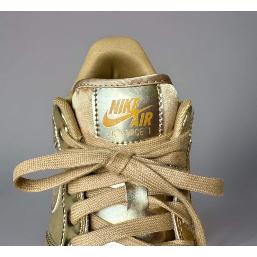 Nike Air Force 1 Low Metallic Gold Sneakers | Gold Chrome Shoes - Picture 7 of 8